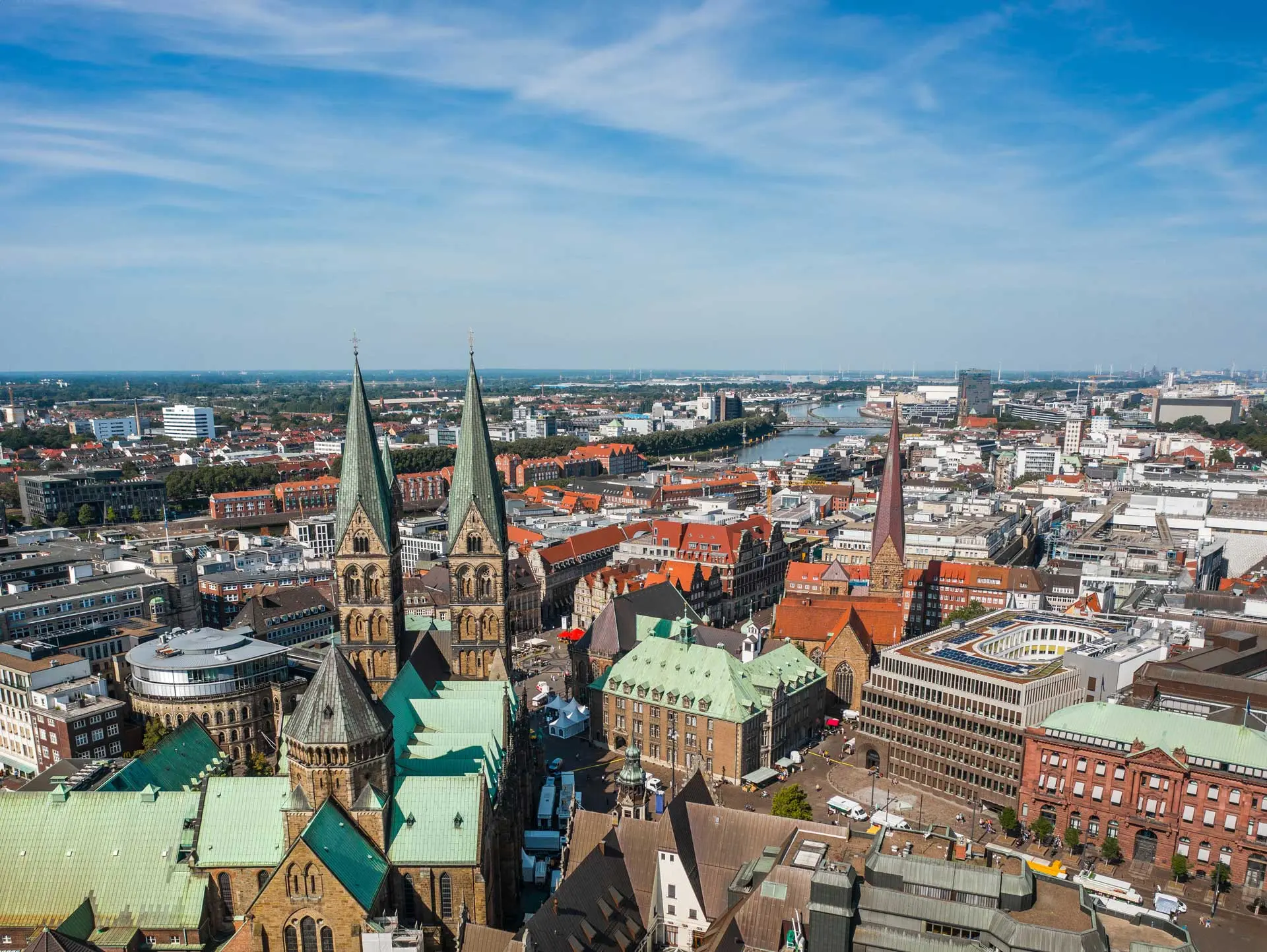 Luftaufnahme der Innenstadt von Bremen